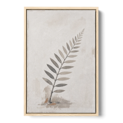Spa Bathroom Wall Art with a Sword Fern Frond - Oak Framed Canvas Wall Art - Front