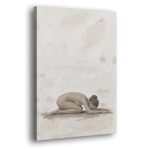 Spa Room Decor with Child's Pose in Sand - Canvas Wall Art - Side