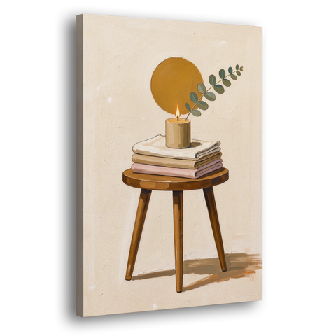 Spare Bedroom Decor with Candle and Eucalyptus - Canvas Wall Art - Side