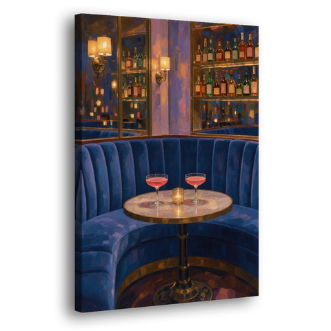Speakeasy Velvet Booth for Two - Canvas Wall Art - Side