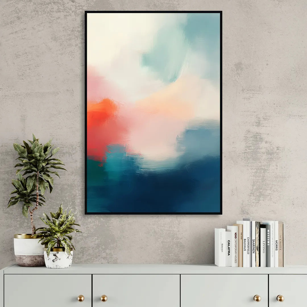 Spectrum Sea Sitting Room - Black Canvas Wall Art