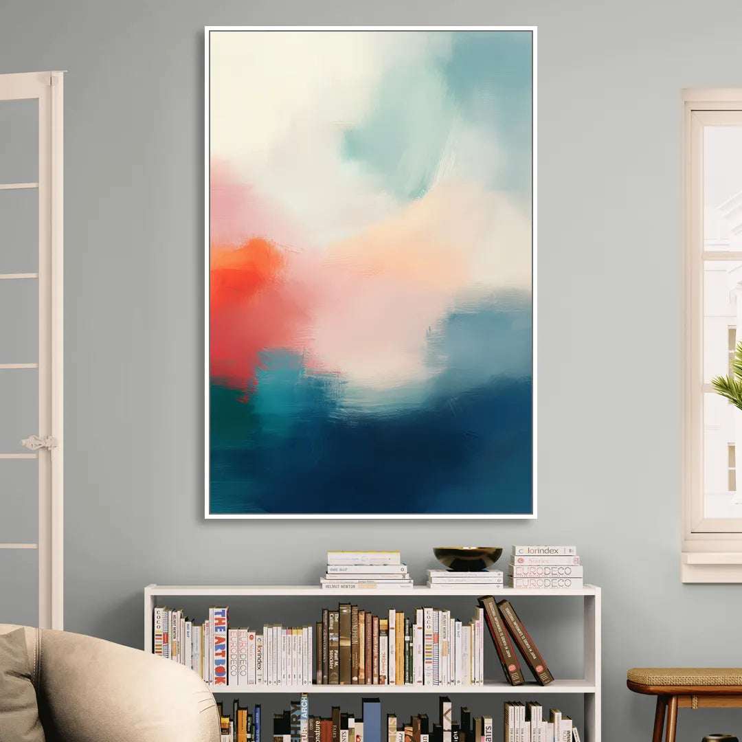 Spectrum Sea Sitting Room - White Canvas Wall Art