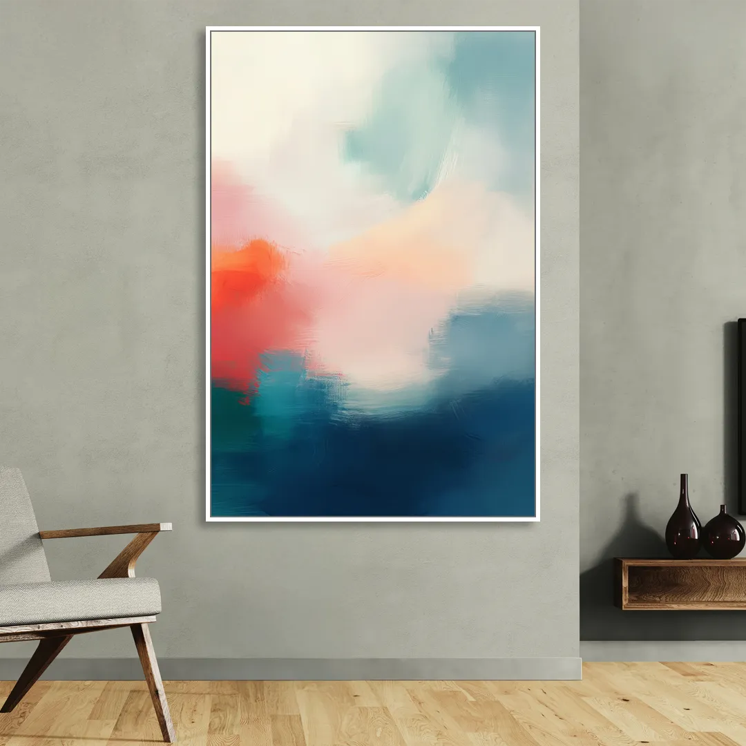 Spectrum Sea Living Room - White Canvas Wall Art