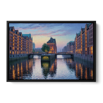 Speicherstadt Dreams Front - Black Canvas Wall Art