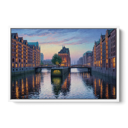 Speicherstadt Dreams Front - White Canvas Wall Art