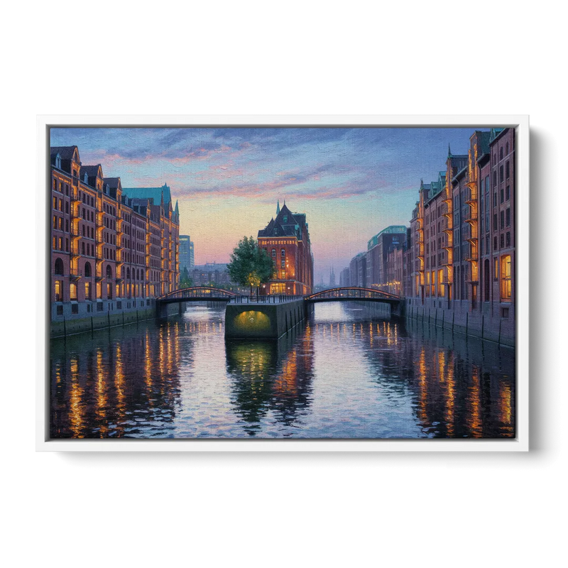 Speicherstadt Dreams Front - White Canvas Wall Art