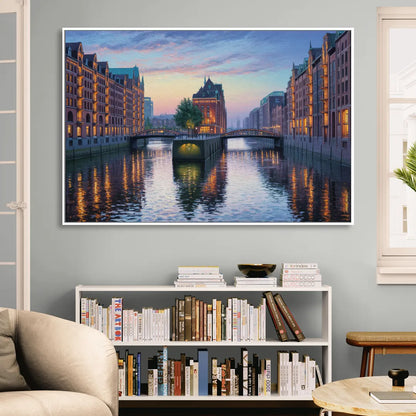 Speicherstadt Dreams Living Room - White Canvas Wall Art