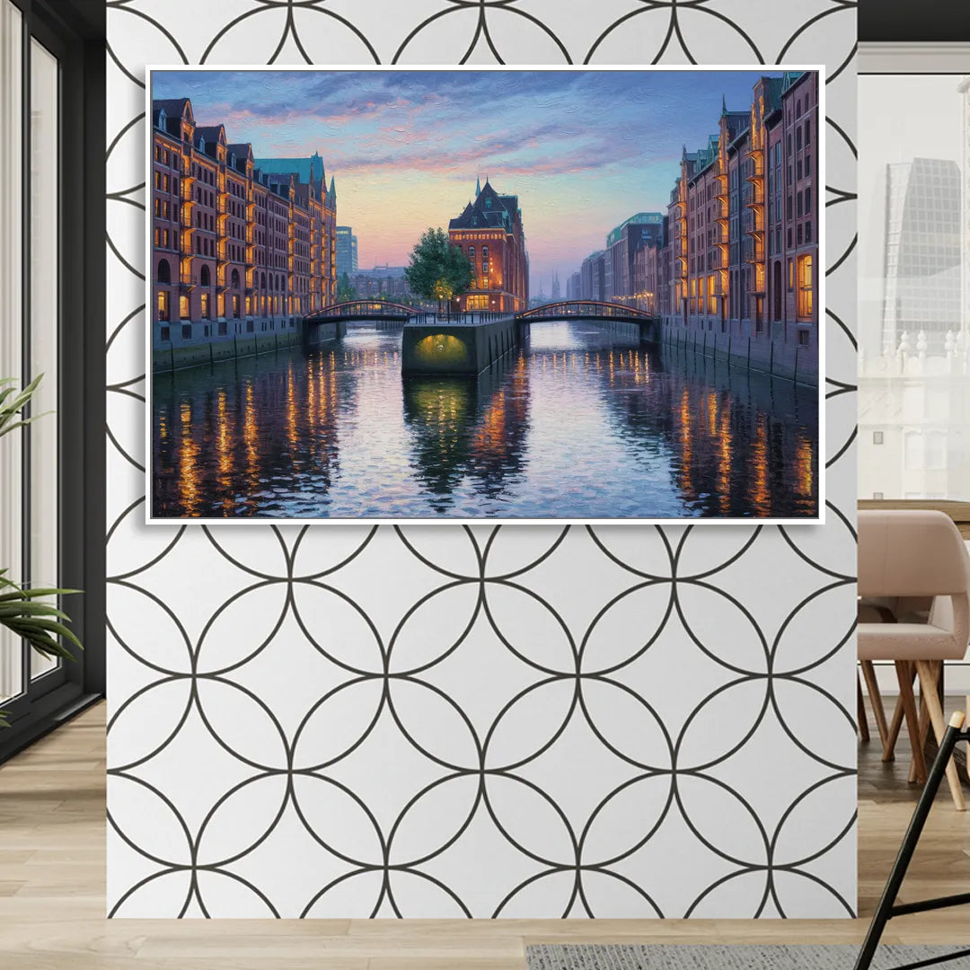 Speicherstadt Dreams Sitting Room - White Canvas Wall Art