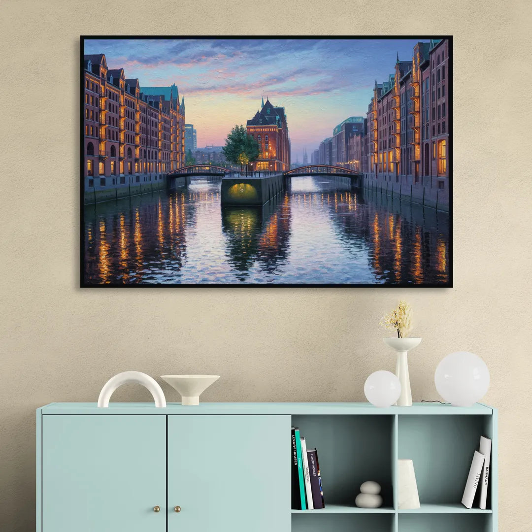 Speicherstadt Dreams Sitting Room - Black Canvas Wall Art