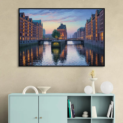 Speicherstadt Dreams Sitting Room - Black Canvas Wall Art