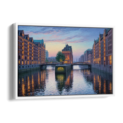 Speicherstadt Dreams Side - White Canvas Wall Art