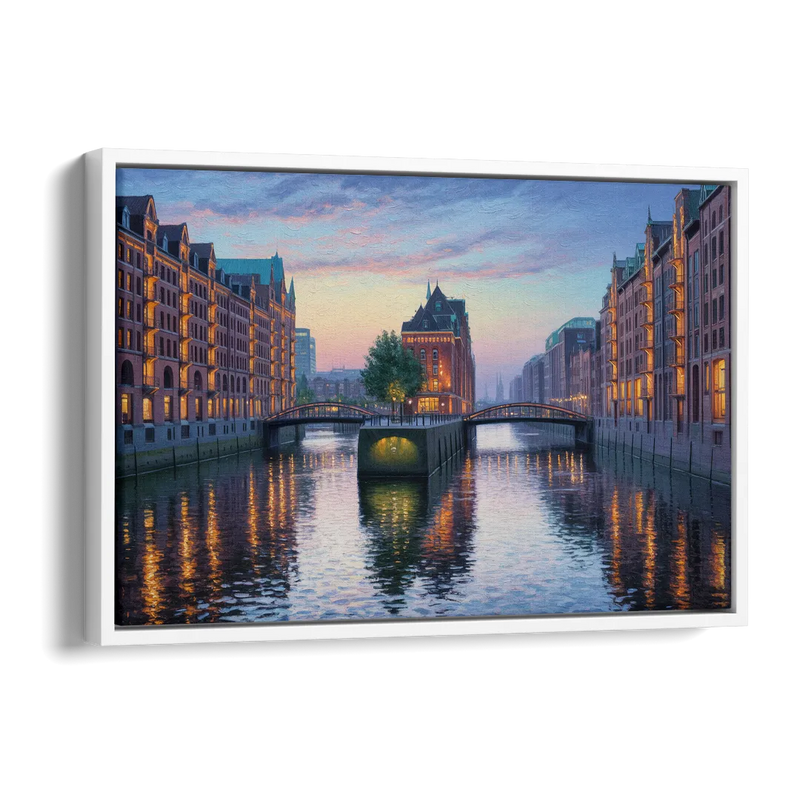 Speicherstadt Dreams Side - White Canvas Wall Art