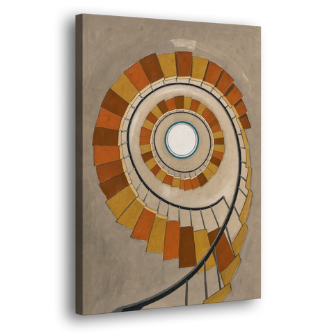 Spiral Staircase Art Rising to a Round Skylight - Canvas Wall Art - Side