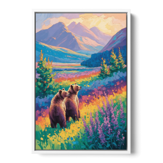 Splendid Bear Mountain Vista - White Framed Canvas Wall Art - Front