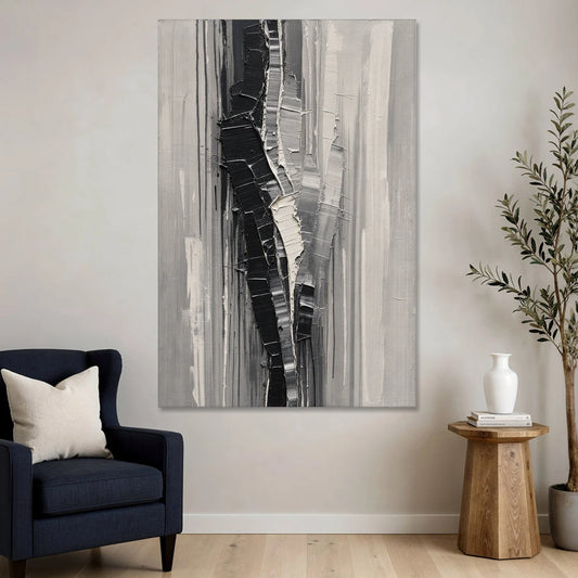 Split Black Column for a Men's Office - Canvas Wall Art - Sofa - 40x60