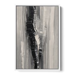 Split Black Column for a Men's Office - White Framed Canvas Wall Art - Front