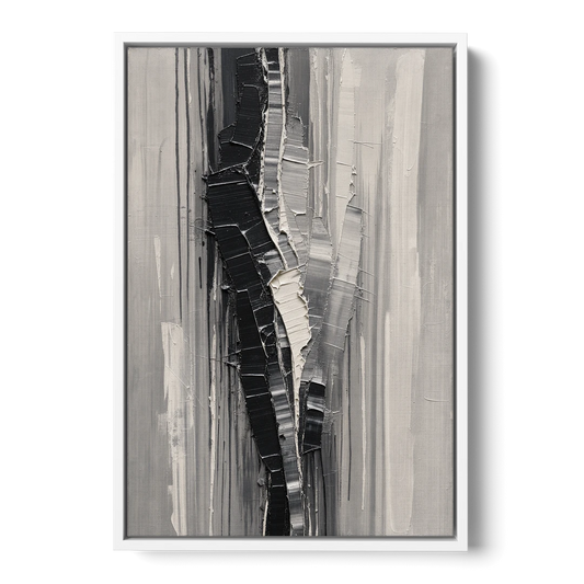 Split Black Column for a Men's Office - White Framed Canvas Wall Art - Front