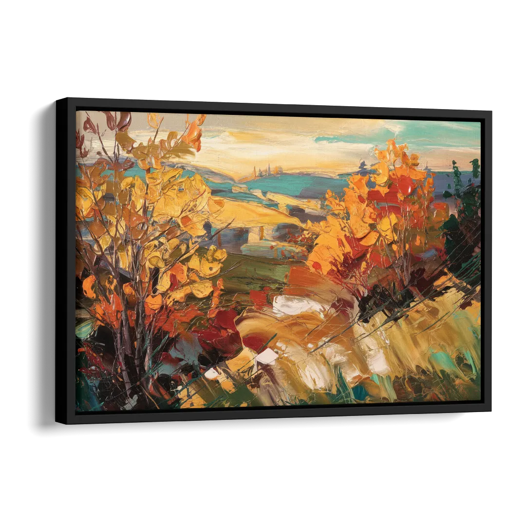 Spokane Autumn Colors Side - Black Canvas Wall Art