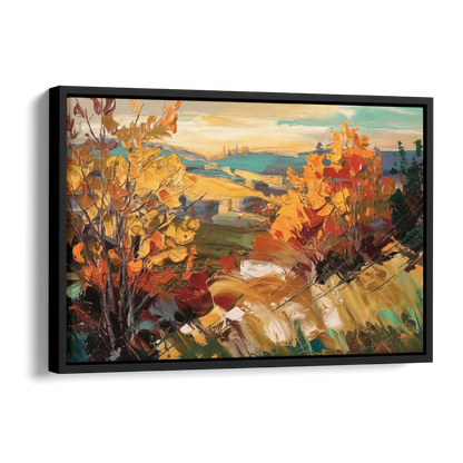 Spokane Autumn Colors Side - Black Canvas Wall Art