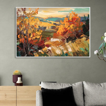 Spokane Autumn Colors Living Room - White Canvas Wall Art