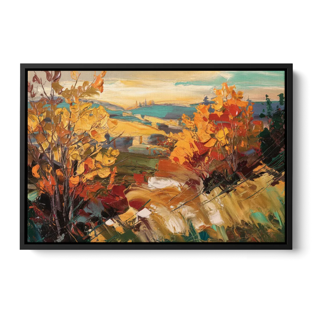 Spokane Autumn Colors Front - Black Canvas Wall Art