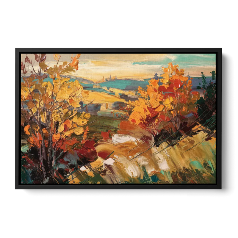 Spokane Autumn Colors Front - Black Canvas Wall Art