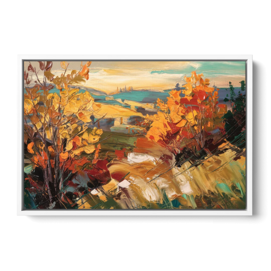 Spokane Autumn Colors - White Framed Canvas Wall Art - Front