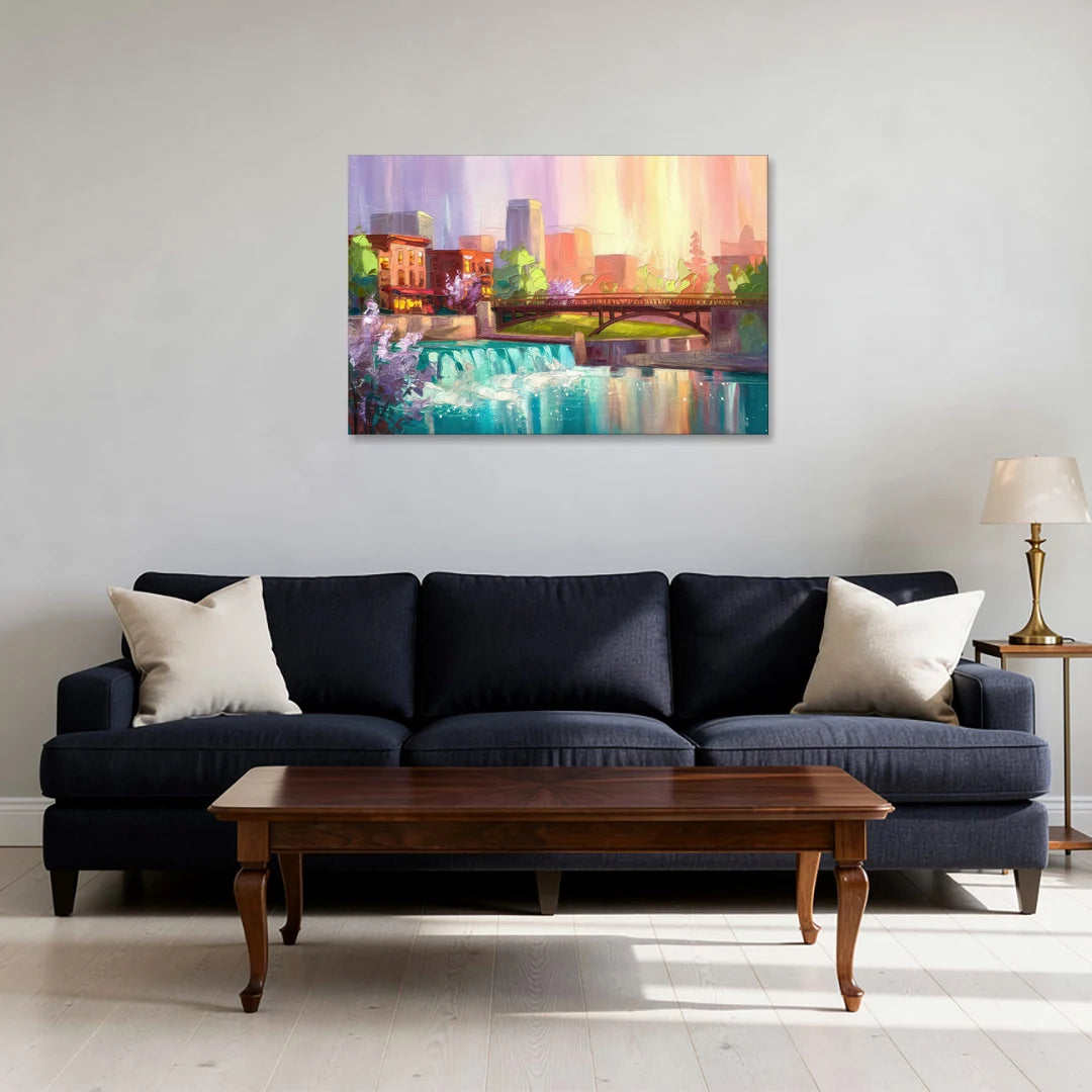 Spokane Downtown Charm - Canvas Wall Art - Sofa - 36x24