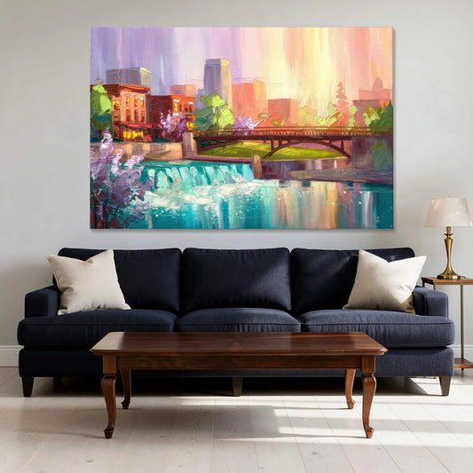 Spokane Downtown Charm - Canvas Wall Art - Sofa - 60x40