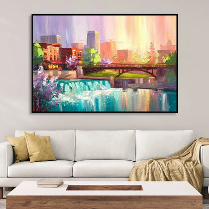 Spokane Downtown Charm Sitting Room - Black Canvas Wall Art