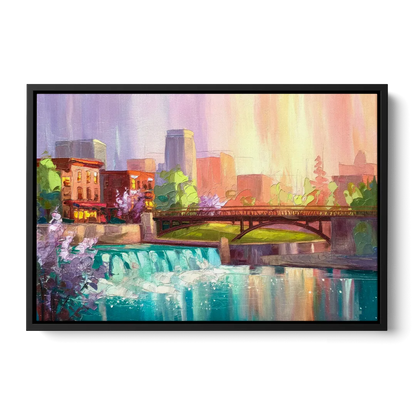 Spokane Downtown Charm Front - Black Canvas Wall Art