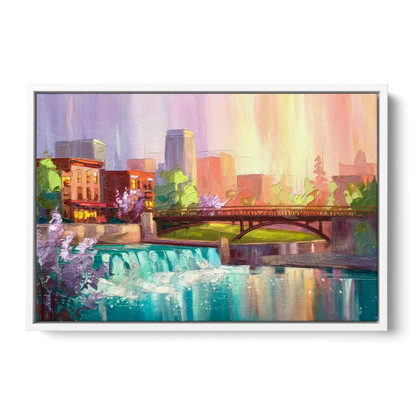 Spokane Downtown Charm Front - White Canvas Wall Art