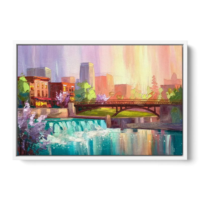 Spokane Downtown Charm Front - White Canvas Wall Art