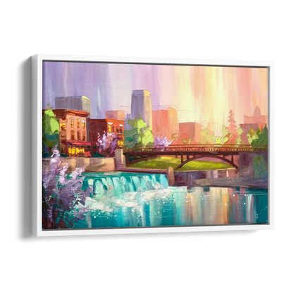 Spokane Downtown Charm Side - White Canvas Wall Art