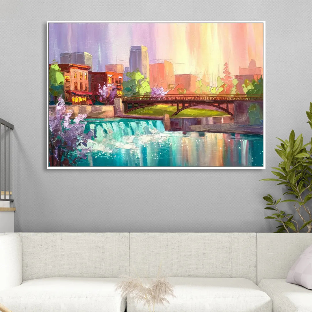 Spokane Downtown Charm Living Room - White Canvas Wall Art