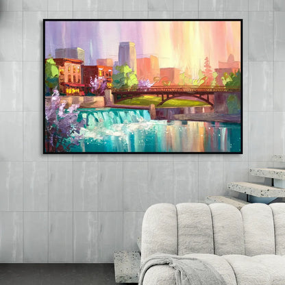 Spokane Downtown Charm Living Room - Black Canvas Wall Art