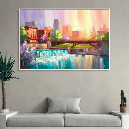 Spokane Downtown Charm Sitting Room - White Canvas Wall Art