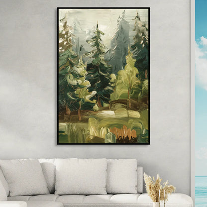 Spokane Evergreen Forests Living Room - Black Canvas Wall Art
