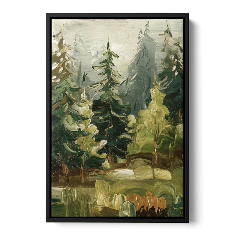 Spokane Evergreen Forests Front - Black Canvas Wall Art