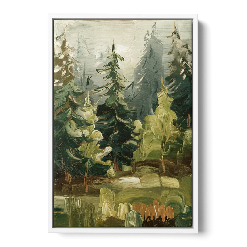 Spokane Evergreen Forests Front - White Canvas Wall Art
