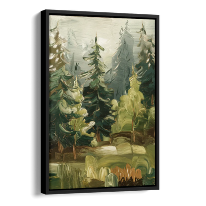 Spokane Evergreen Forests Side - Black Canvas Wall Art
