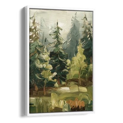 Spokane Evergreen Forests Side - White Canvas Wall Art