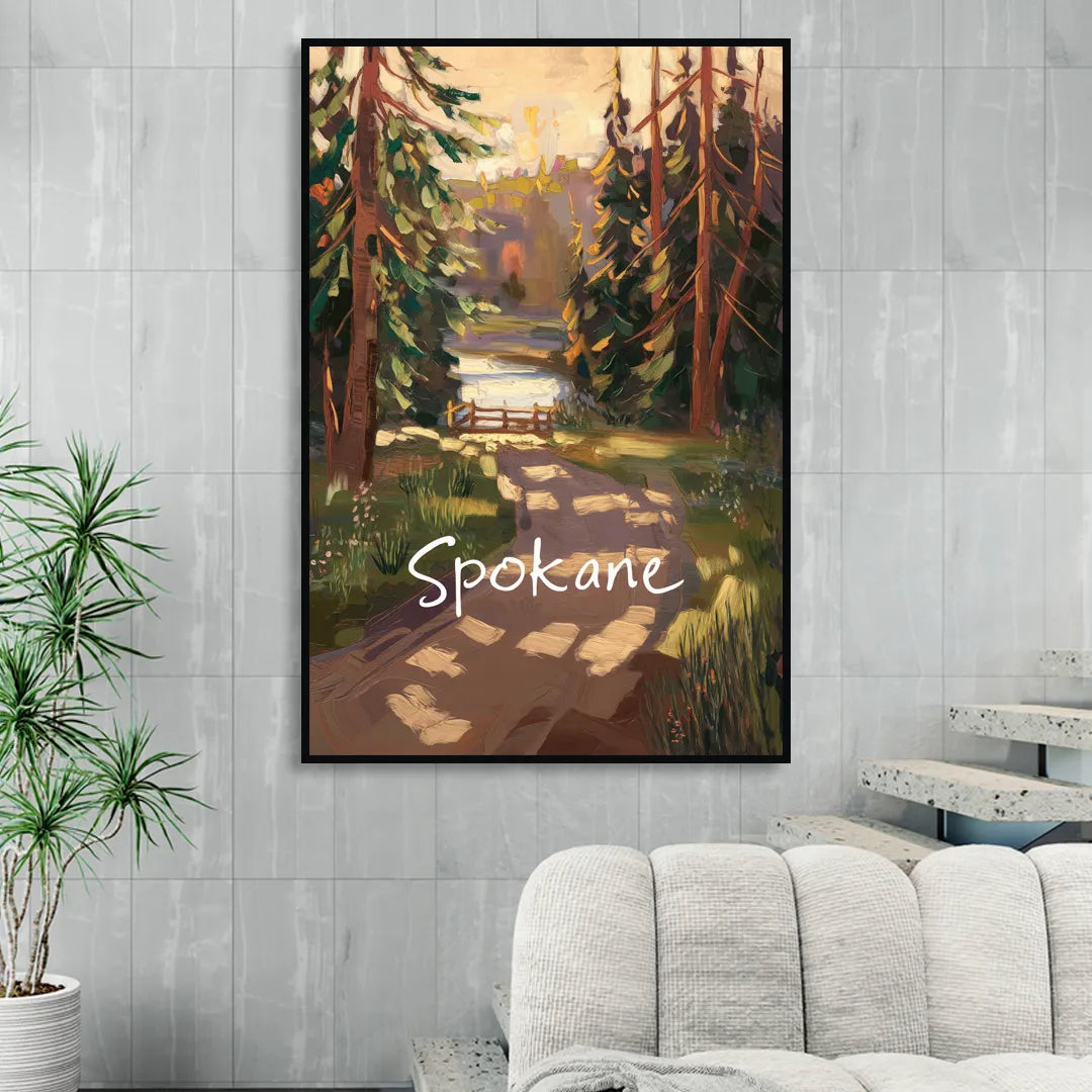Spokane Nature Trails Living Room - Black Canvas Wall Art