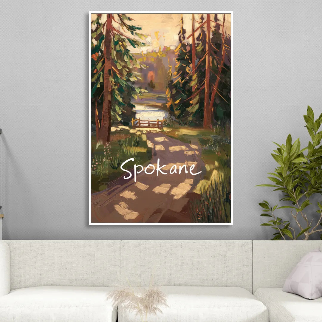 Spokane Nature Trails Living Room - White Canvas Wall Art