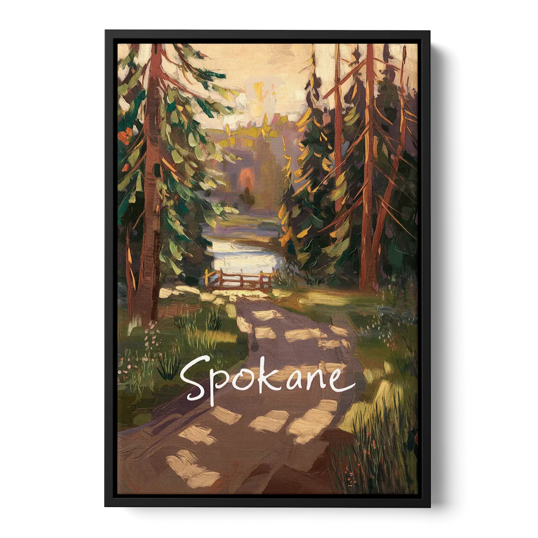 Spokane Nature Trails Front - Black Canvas Wall Art