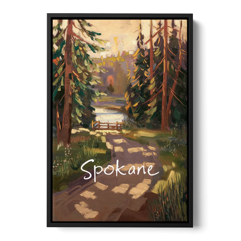 Spokane Nature Trails Front - Black Canvas Wall Art