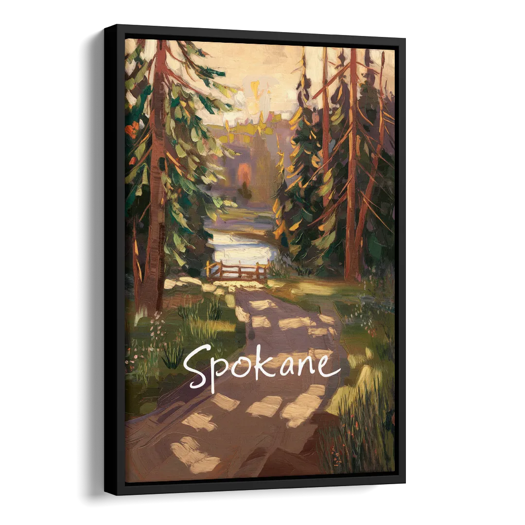 Spokane Nature Trails Side - Black Canvas Wall Art