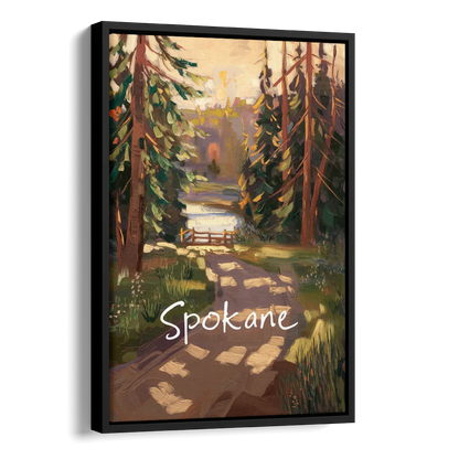 Spokane Nature Trails Side - Black Canvas Wall Art