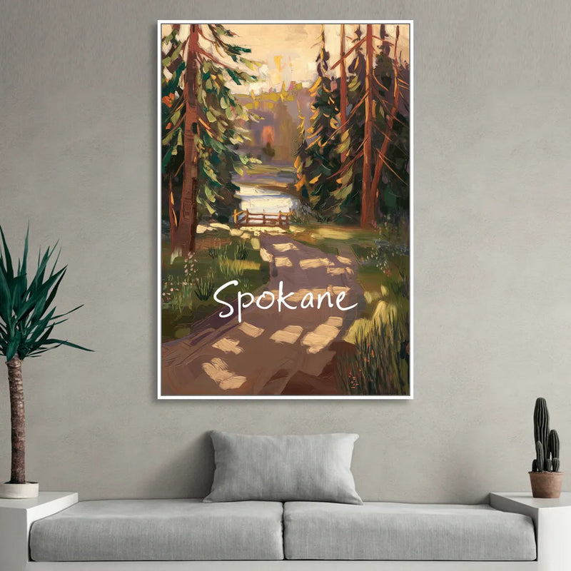 Spokane Nature Trails Sitting Room - White Canvas Wall Art