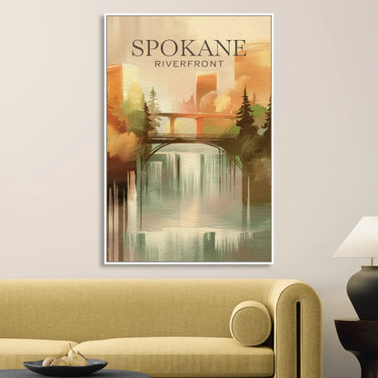 Spokane Riverfront Views Sitting Room - White Canvas Wall Art